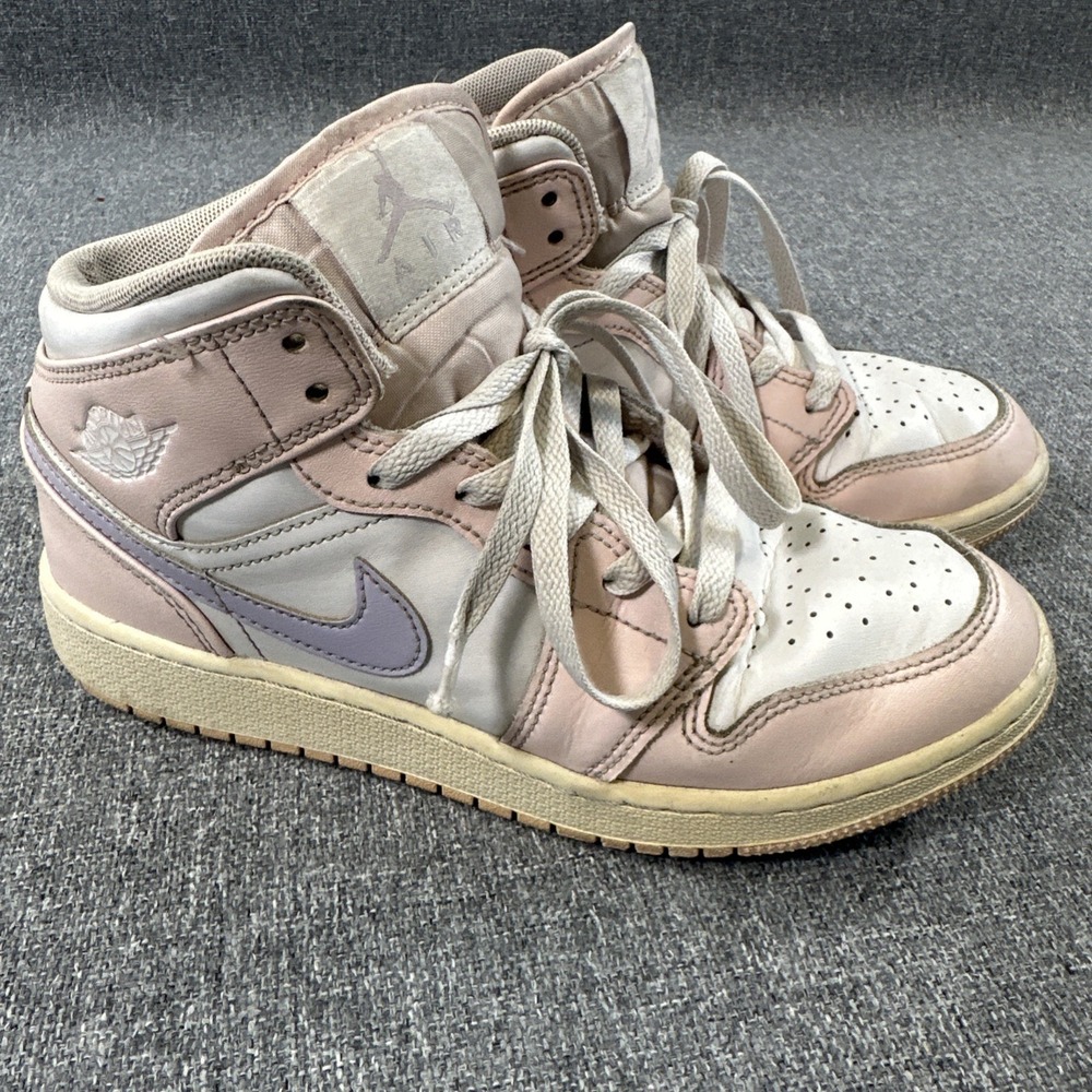 Nike Air Jordan 1 Mid GS Pink‎ White Youth Girls Size 5Y FD8780-601 Sneakers